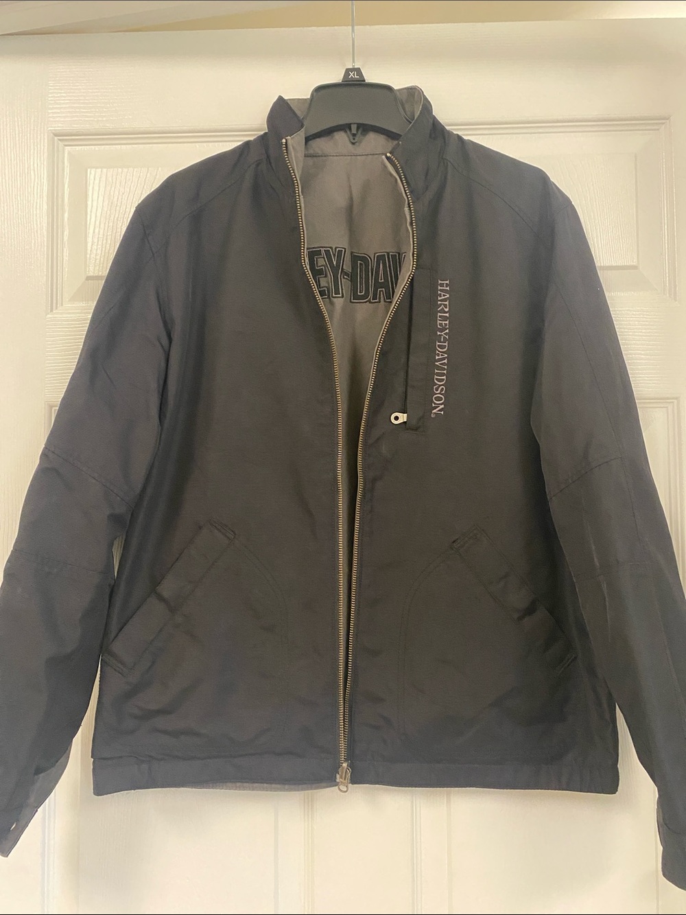 Harley-Davidson Men's Dark Gray /Black Reversible Lightweight Zip Jacket